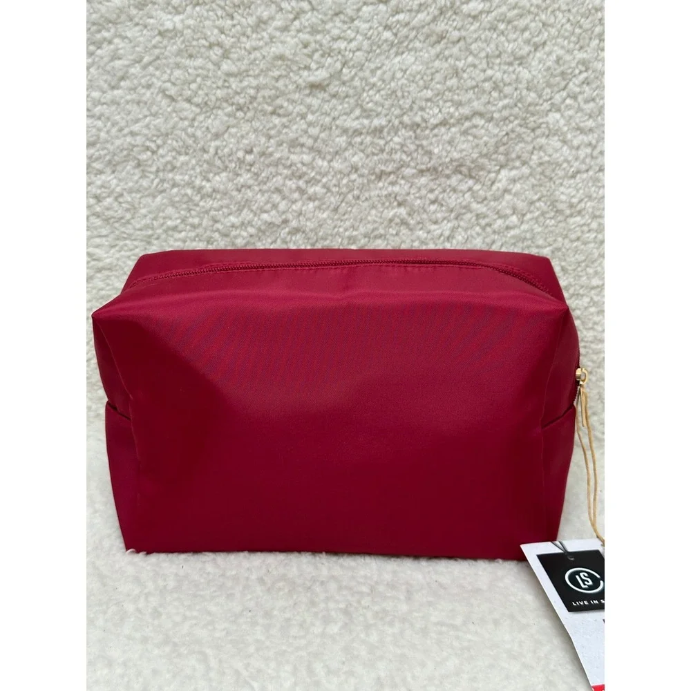 Travel Toiletries Cat Mom Pouch Burgundy Chenille Patch Varsity Makeup Bag New